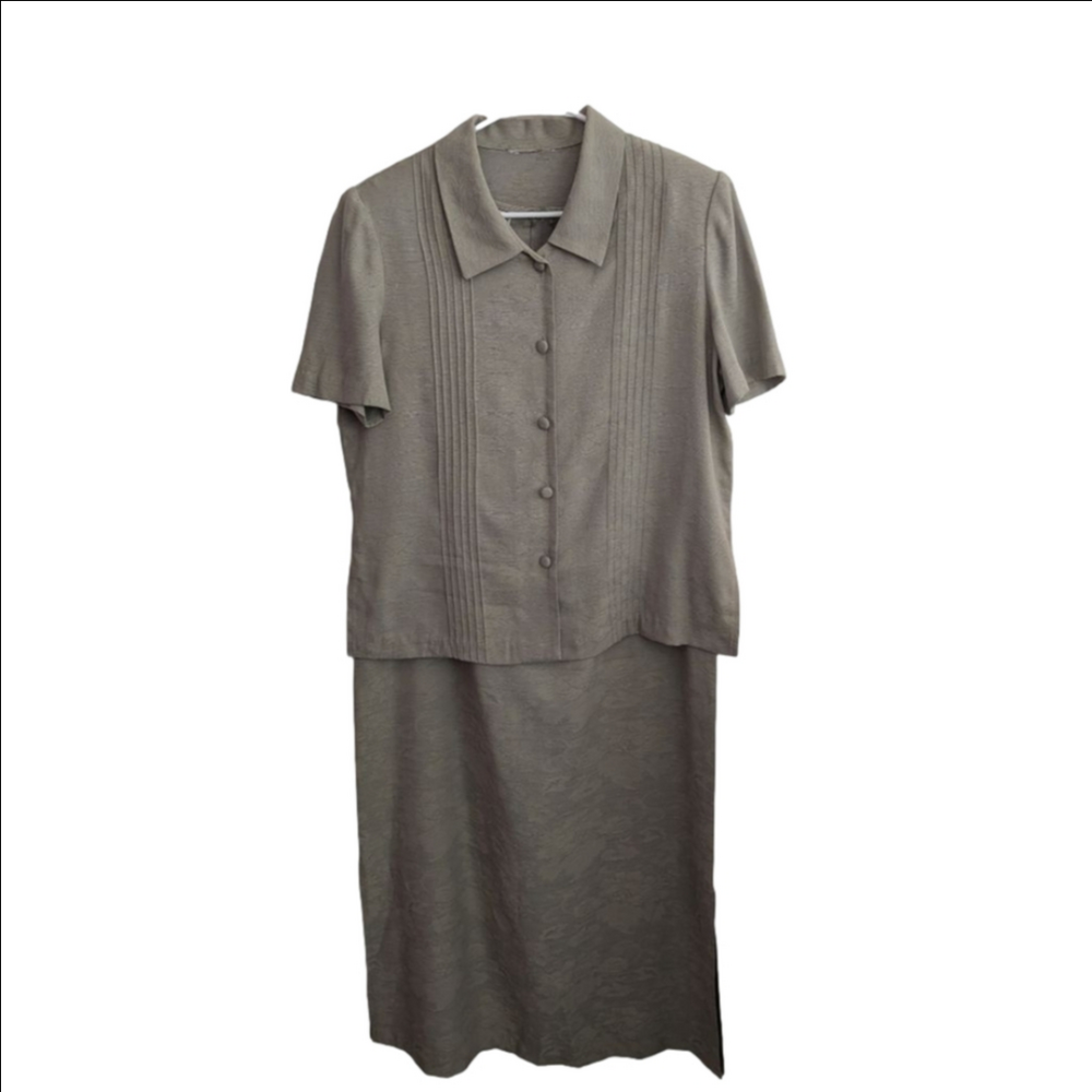 Women's Vintage Karin Stevens Sage Green 2 Pieces Size 14 - Picture 2 of 7